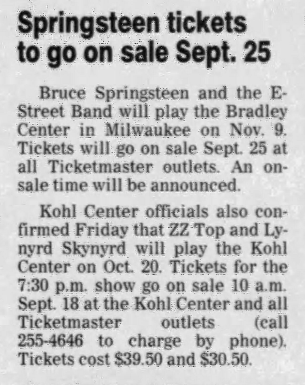 'Springsteen tickets to go on sale Sept. 25'